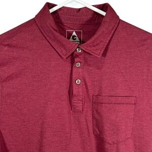 Gerry Mens Burgundy Heather Short Sleeve Pocket Polo Shirt Medium